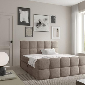 Boxspringbett Schlafzimmerbett SATINE PREMIUM 180x220cm Stoff Coral Dunkelbeige