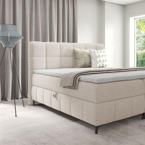 Boxspringbett Schlafzimmerbett SOPHIE 120x200cm Stoff Aragon Weiss
