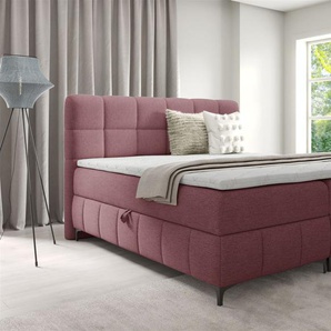 Boxspringbett Schlafzimmerbett SOPHIE 140x200cm Stoff Aragon Bordeauxrot