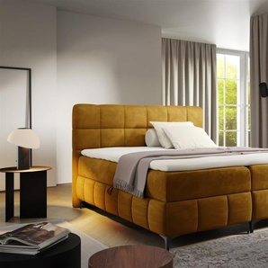 Boxspringbett Schlafzimmerbett SOPHIE 160x200cm Stoff Salvador Honiggelb