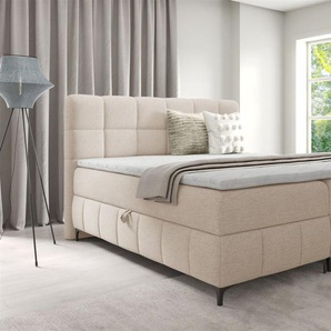 Boxspringbett Schlafzimmerbett SOPHIE 180x200cm Stoff Aragon Creme
