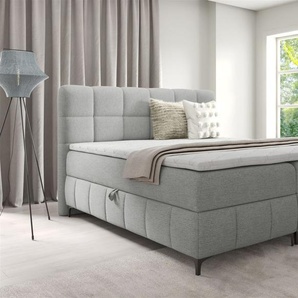 Boxspringbett Schlafzimmerbett SOPHIE 180x200cm Stoff Aragon Hellgrau