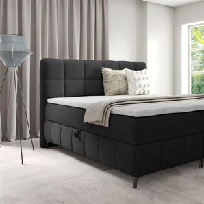 Boxspringbett Schlafzimmerbett SOPHIE 200x200cm Stoff Aragon Schwarz