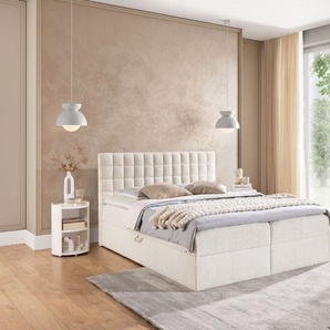 Boxspringbett Schlafzimmerbett TORIBO 140x220cm Stoff Coral Creme