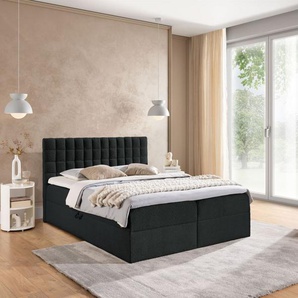 Boxspringbett Schlafzimmerbett TORIBO PREMIUM 140x220cm Stoff Coral Schwarz