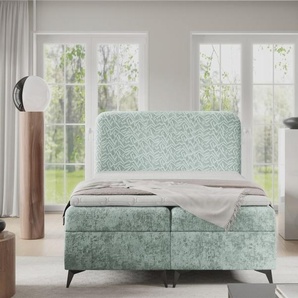 Boxspringbett Schlafzimmerbett TRIANA PREMIUM 160x220cm Stoff Trenza Mintgrün