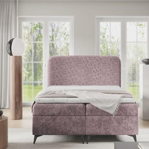 Boxspringbett Schlafzimmerbett TRIANA PREMIUM 200x220cm Stoff Trenza Altrosa