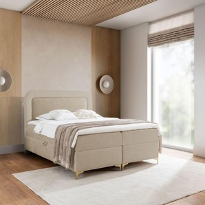 Boxspringbett Schlafzimmerbett WILLOW 140x200cm Stoff Puente Beige