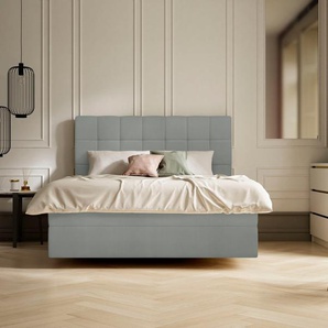 Boxspringbett SCHLARAFFIA Aida Komplettbetten Gr. Kunstleder LEATHERLOOK, Liegefläche B/L: 140 cm x 200 cm, H2, 7-Zonen-Tonnentaschen-Federkernmatratze, silberfarben (silver) Boxspringbetten ohne Bettkasten inkl. BULTEX Topper, Fuß in Schwebeoptik