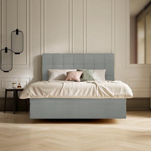 Boxspringbett SCHLARAFFIA Aida Komplettbetten Gr. Kunstleder LEATHERLOOK, Liegefläche B/L: 140 cm x 200 cm, H4, 7-Zonen-Tonnentaschen-Federkernmatratze, silberfarben (silver) Boxspringbetten ohne Bettkasten inkl. BULTEX Topper, Fuß in Schwebeoptik