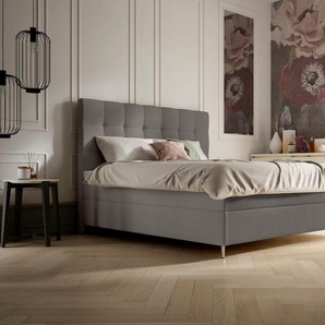 Boxspringbett SCHLARAFFIA Aida Komplettbetten Gr. Webstoff FACE, Liegefläche B/L: 120 cm x 200 cm, Gewicht bis: 80 kg H2, 7-Zonen-Tonnentaschen-Federkernmatratze, grau (steel) Boxspringbetten ohne Bettkasten Komplettbetten inklusive GELTEX Next Topper,