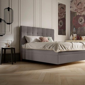 Boxspringbett SCHLARAFFIA Aida Komplettbetten Gr. Webstoff FACE, Liegefläche B/L: 120 cm x 200 cm, H2 + H2, 7-Zonen-Tonnentaschen-Federkernmatratze, grau (steel) Boxspringbetten ohne Bettkasten inkl. BULTEX Topper, Fuß in Schwebeoptik