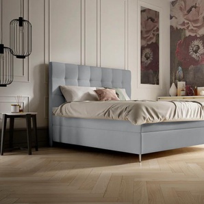 Boxspringbett SCHLARAFFIA Aida Komplettbetten Gr. Webstoff FUTURE, Liegefläche B/L: 120 cm x 200 cm, Gewicht bis: 80 kg H2, 7-Zonen-Tonnentaschen-Federkernmatratze, grau (steel) Boxspringbetten ohne Bettkasten Komplettbetten inklusive GELTEX Next Topper,