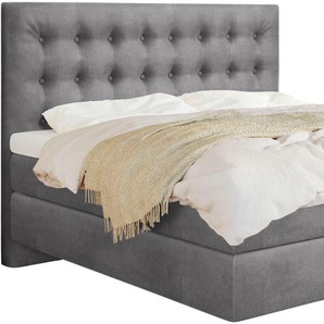 Boxspringbett SCHLARAFFIA Everton Komplettbetten Gr. Material, Liegefläche B/L: 120 cm x 200 cm, H3, 7-Zonen-Tonnentaschen-Federkernmatratze, grau (steel) Boxspringbetten ohne Bettkasten inklusive GELTEX Next Topper, Fuß in Schwebeoptik