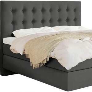 Boxspringbett SCHLARAFFIA Everton Komplettbetten Gr. Material, Liegefläche B/L: 140 cm x 200 cm, H4, 7-Zonen-Tonnentaschen-Federkernmatratze, grau (steel) Boxspringbetten ohne Bettkasten inklusive GELTEX Next Topper, Fuß in Schwebeoptik