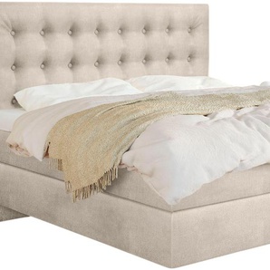 Boxspringbett SCHLARAFFIA Everton Komplettbetten Gr. Material, Liegefläche B/L: 160 cm x 200 cm, H2 + H2, 7-Zonen-Tonnentaschen-Federkernmatratze, beige Boxspringbetten ohne Bettkasten inklusive GELTEX Next Topper, Fuß in Schwebeoptik
