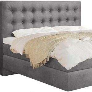 Boxspringbett SCHLARAFFIA Everton Komplettbetten Gr. Material, Liegefläche B/L: 160 cm x 200 cm, H2 + H4, 7-Zonen-Tonnentaschen-Federkernmatratze, grau (steel) Boxspringbetten ohne Bettkasten inklusive GELTEX Next Topper, Fuß in Schwebeoptik