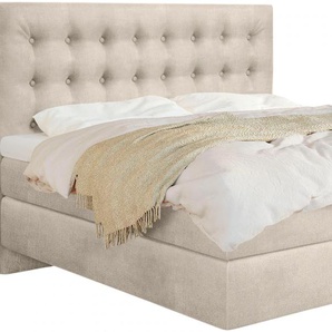 Boxspringbett SCHLARAFFIA Everton Komplettbetten Gr. Material, Liegefläche B/L: 160 cm x 200 cm, H3 + H3, 7-Zonen-Tonnentaschen-Federkernmatratze, beige Boxspringbetten ohne Bettkasten inklusive GELTEX Next Topper, Fuß in Schwebeoptik