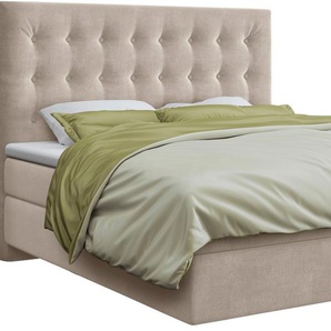 Boxspringbett SCHLARAFFIA Everton Komplettbetten Gr. Material, Liegefläche B/L: 180 cm x 200 cm, H2 + H3, 7-Zonen-Tonnentaschen-Federkernmatratze, beige Boxspringbetten ohne Bettkasten inklusive GELTEX Next Topper, Fuß in Schwebeoptik