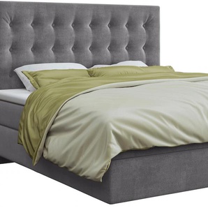 Boxspringbett SCHLARAFFIA Everton Komplettbetten Gr. Material, Liegefläche B/L: 200 cm x 200 cm, H2 + H2, 7-Zonen-Tonnentaschen-Federkernmatratze, grau (steel) Boxspringbetten ohne Bettkasten inklusive GELTEX Next Topper, Fuß in Schwebeoptik