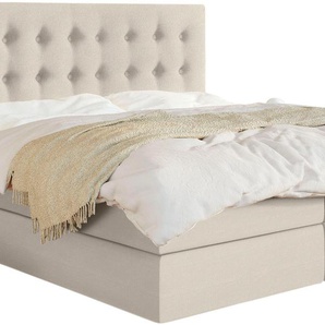 Boxspringbett SCHLARAFFIA Everton Komplettbetten Gr. Webstoff FACE, Liegefläche B/L: 180 cm x 200 cm, H2 + H2, 7-Zonen-Tonnentaschen-Federkernmatratze, beige Boxspringbetten ohne Bettkasten inklusive GELTEX Next Topper, Fuß in Schwebeoptik