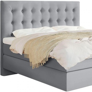 Boxspringbett SCHLARAFFIA Everton Komplettbetten Gr. Webstoff FUTURE, Liegefläche B/L: 200 cm x 200 cm, H2 + H2, 7-Zonen-Tonnentaschen-Federkernmatratze, grau (steel) Boxspringbetten ohne Bettkasten inklusive GELTEX Next Topper, Fuß in Schwebeoptik