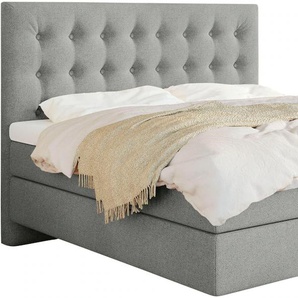 Boxspringbett SCHLARAFFIA Everton Komplettbetten Gr. Webstoff SECRET, Liegefläche B/L: 140 cm x 200 cm, H2, 7-Zonen-Tonnentaschen-Federkernmatratze, silberfarben (silver) Boxspringbetten ohne Bettkasten inklusive GELTEX Next Topper, Fuß in Schwebeoptik