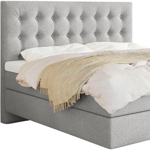 Boxspringbett SCHLARAFFIA Everton Komplettbetten Gr. Webstoff SECRET, Liegefläche B/L: 160 cm x 200 cm, H2 + H2, 7-Zonen-Tonnentaschen-Federkernmatratze, silberfarben (silver) Boxspringbetten ohne Bettkasten inklusive GELTEX Next Topper, Fuß in
