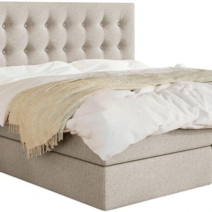 Boxspringbett SCHLARAFFIA Everton Komplettbetten Gr. Webstoff SECRET, Liegefläche B/L: 160 cm x 200 cm, H3 + H3, 7-Zonen-Tonnentaschen-Federkernmatratze, beige Boxspringbetten ohne Bettkasten inklusive GELTEX Next Topper, Fuß in Schwebeoptik