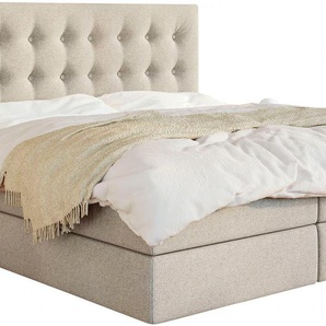 Boxspringbett SCHLARAFFIA Everton Komplettbetten Gr. Webstoff SECRET, Liegefläche B/L: 180 cm x 200 cm, H2 + H4, 7-Zonen-Tonnentaschen-Federkernmatratze, beige Boxspringbetten ohne Bettkasten inklusive GELTEX Next Topper, Fuß in Schwebeoptik