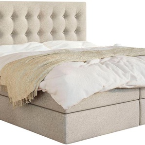 Boxspringbett SCHLARAFFIA Everton Komplettbetten Gr. Webstoff SECRET, Liegefläche B/L: 180 cm x 200 cm, H4 + H4, 7-Zonen-Tonnentaschen-Federkernmatratze, beige Boxspringbetten ohne Bettkasten inklusive GELTEX Next Topper, Fuß in Schwebeoptik