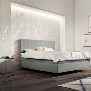 Boxspringbett SCHLARAFFIA Saga Komplettbetten Gr. Kunstleder LEATHERLOOK, Liegefläche B/L: 120 cm x 200 cm, H2, 7-Zonen-Tonnentaschen-Federkernmatratze, silberfarben (silver) Boxspringbetten ohne Bettkasten mit GELTEX Next Topper, Fuß in Schwebeoptik,