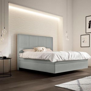 Boxspringbett SCHLARAFFIA Saga Komplettbetten Gr. Kunstleder LEATHERLOOK, Liegefläche B/L: 120 cm x 200 cm, H3, 7-Zonen-Tonnentaschen-Federkernmatratze, silberfarben (silver) Boxspringbetten ohne Bettkasten mit GELTEX inklusive Topper, in Schwebeoptik,