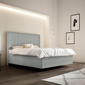 Boxspringbett SCHLARAFFIA Saga Komplettbetten Gr. Kunstleder LEATHERLOOK, Liegefläche B/L: 140 cm x 200 cm, H4, 7-Zonen-Tonnentaschen-Federkernmatratze, silberfarben (silver) Boxspringbetten ohne Bettkasten mit GELTEX inklusive Topper, in Schwebeoptik,