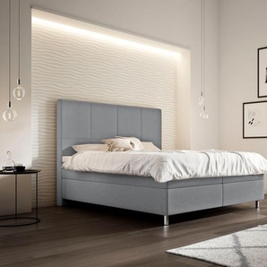 Boxspringbett SCHLARAFFIA Saga Komplettbetten Gr. Kunstleder LEATHERLOOK, Liegefläche B/L: 200 cm x 200 cm, H4 + H4, 7-Zonen-Tonnentaschen-Federkernmatratze, silberfarben (silver) Boxspringbetten ohne Bettkasten inkl. BULTEX Topper, Metallfuß in Chrom