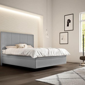 Boxspringbett SCHLARAFFIA Saga Komplettbetten Gr. Webstoff FUTURE, Liegefläche B/L: 120 cm x 200 cm, H4, 7-Zonen-Tonnentaschen-Federkernmatratze, grau (steel) Boxspringbetten ohne Bettkasten mit BULTEX inklusive Topper in Schwebeoptik, Kopfteilhöhe 133 cm