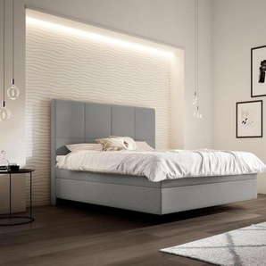 Boxspringbett SCHLARAFFIA Saga Komplettbetten Gr. Webstoff SECRET, Liegefläche B/L: 140 cm x 200 cm, H4, 7-Zonen-Tonnentaschen-Federkernmatratze, silberfarben (silver) Boxspringbetten ohne Bettkasten mit GELTEX inklusive Topper, in Schwebeoptik,