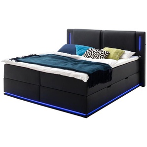 Boxspringbett - schwarz - Materialmix - 200 cm - 117 cm | Möbel Kraft