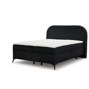 S-STYLE Boxbett mit Bettkasten  Bouclé-Stoff Sonna ¦ schwarz ¦ Maße (cm): B: 220 H: 120