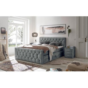 Boxspringbett Stony Hill 180 x 200cm Microfaser Salvo Grau