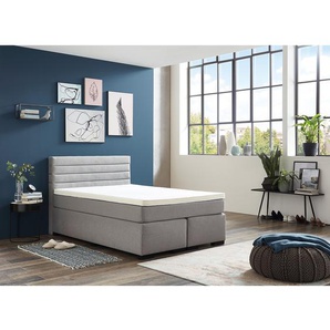 Boxspringbett Swanston 140 x 200cm Webstoff Grau/Hellgrau Fichte/Kiefer