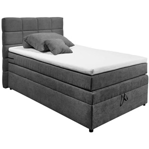 Boxspringbett Tacoma 3, Soro 97 anthrazit, 120 x 200 cm, inkl. Topper und Bettkasten