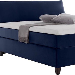 Boxspringbett TOM TAILOR HOME COLOR BOX Komplettbetten Gr. Samtstoff TSV ohne TOM TAILOR Print, Liegefläche B/L: 160 cm x 200 cm, H2/H3, 5-Zonen-Tonnentaschen-Federkernmatratze, blau (indigo tsv 6) Boxspringbetten ohne Bettkasten Print