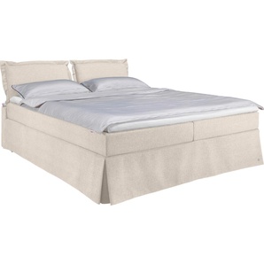 Boxspringbett TOM TAILOR CUSHION BOX Komplettbetten Gr. Chenille GCP, Liegefläche B/L: 180 cm x 200 cm, H3 + H3, 5-Zonen-Tonnentaschen-Federkernmatratze, weiß (zinc gcp 11) Boxspringbetten ohne Bettkasten Komplettbetten in Hussenoptik, mit Kopfteil