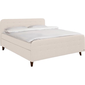 Boxspringbett TOM TAILOR NORDIC BOX Komplettbetten Gr. Chenille GCP, Liegefläche B/L: 160 cm x 200 cm, H3 + H3, 5-Zonen-Tonnentaschen-Federkernmatratze, weiß (zinc gcp 11) Boxspringbetten ohne Bettkasten Komplettbetten mit Knopfheftung im Kopfteil und
