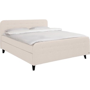 Boxspringbett TOM TAILOR NORDIC BOX Komplettbetten Gr. Chenille GCP, Liegefläche B/L: 180 cm x 200 cm, H2 + H3, 5-Zonen-Tonnentaschen-Federkernmatratze, weiß (zinc gcp 11) Boxspringbetten ohne Bettkasten mit Knopfheftung im Kopfteil und Fußteil, Füße
