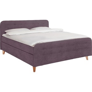 Boxspringbett TOM TAILOR HOME NORDIC BOX Komplettbetten Gr. Samtstoff TSV, Liegefläche B/L: 160 cm x 200 cm, H2 + H3, 5-Zonen-Tonnentaschen-Federkernmatratze, lila (lavender tsv 18) Boxspringbetten ohne Bettkasten mit Knopfheftung im Kopfteil und Fußteil,