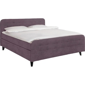 Boxspringbett TOM TAILOR HOME NORDIC BOX Komplettbetten Gr. Samtstoff TSV, Liegefläche B/L: 200 cm x 200 cm, H3 + H3, 5-Zonen-Tonnentaschen-Federkernmatratze, lila (lavender tsv 18) Boxspringbetten ohne Bettkasten mit Knopfheftung im Kopfteil und Fußteil,