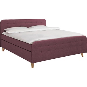 Boxspringbett TOM TAILOR HOME NORDIC BOX Komplettbetten Gr. Struktur fein TBO, Liegefläche B/L: 140 cm x 200 cm, H2, 5-Zonen-Tonnentaschen-Federkernmatratze, lila (mauve tbo 107) Boxspringbetten ohne Bettkasten mit Knopfheftung im Kopfteil und Fußteil,
