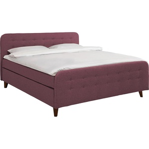 Boxspringbett TOM TAILOR HOME NORDIC BOX Komplettbetten Gr. Struktur fein TBO, Liegefläche B/L: 180 cm x 200 cm, H2 + H2, 5-Zonen-Tonnentaschen-Federkernmatratze, lila (mauve tbo 107) Boxspringbetten ohne Bettkasten mit Knopfheftung im Kopfteil und